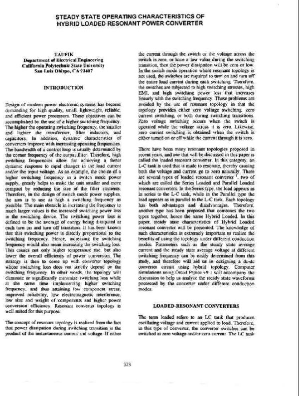 (PDF) Steady State Operating Characteristics of Hybrid Loaded Resonant ...