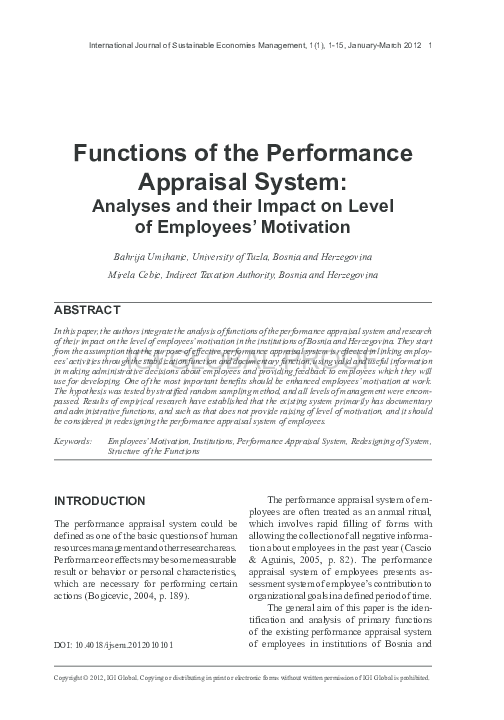 (PDF) Functions of the Performance Appraisal System Analyses and their ...