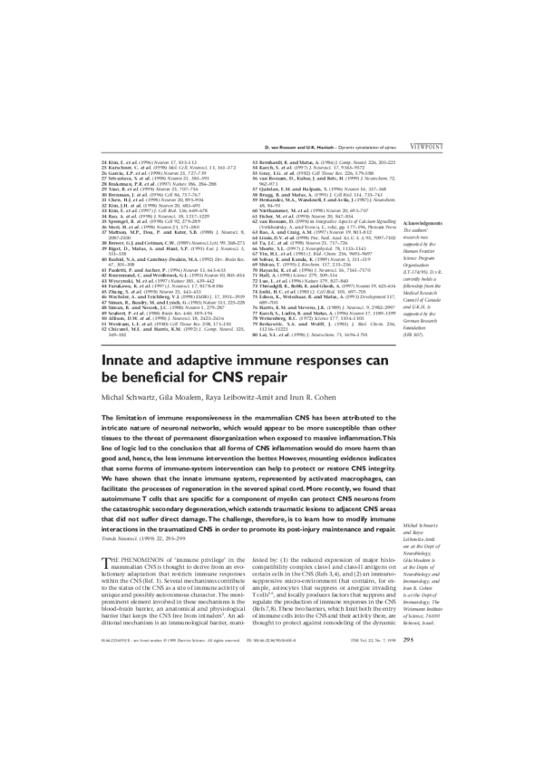 (PDF) Innate and adaptive immune responses can be beneficial for CNS repair