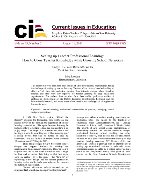 (PDF) Scaling up Teacher Professional Learning: How to Grow Teacher ...