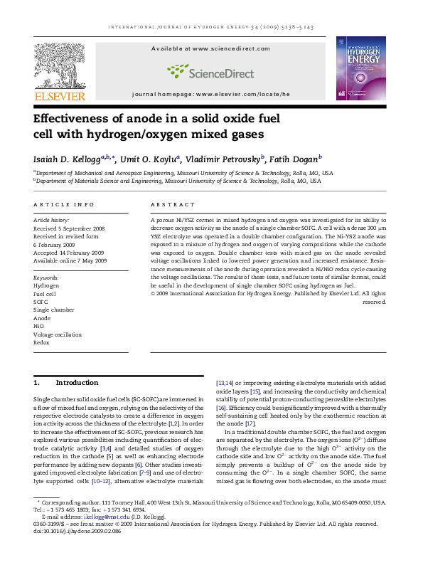 (PDF) Effectiveness of anode in a solid oxide fuel cell with hydrogen ...