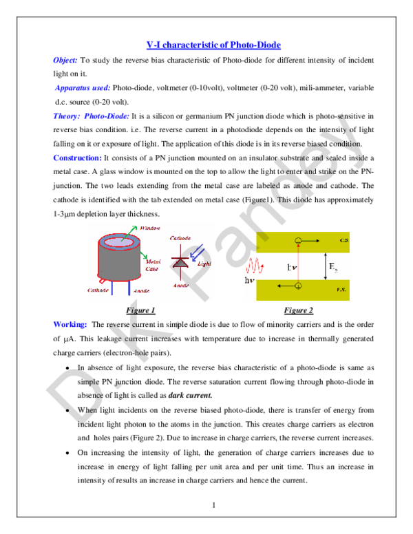 (PDF) VI characteristic of PhotoDiode ahmed gamal Academia.edu