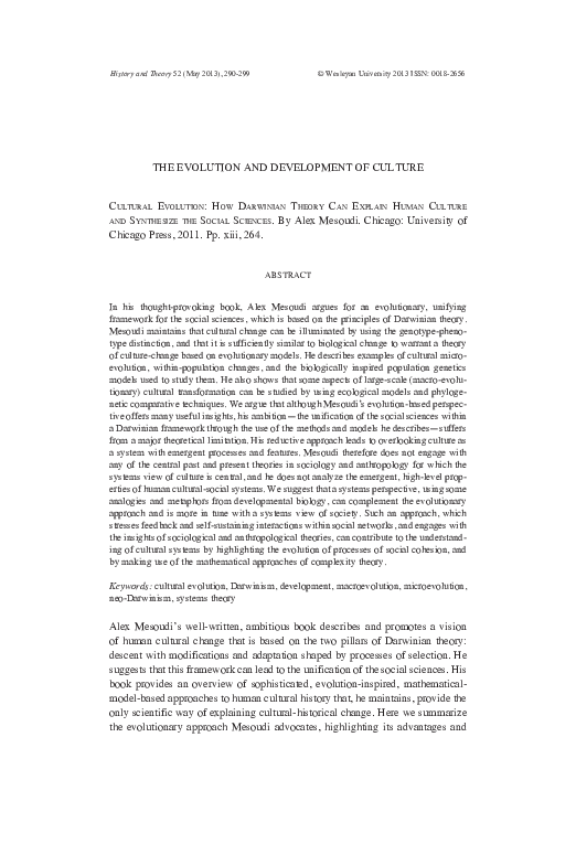 (PDF) The Evolution and Development of Culture