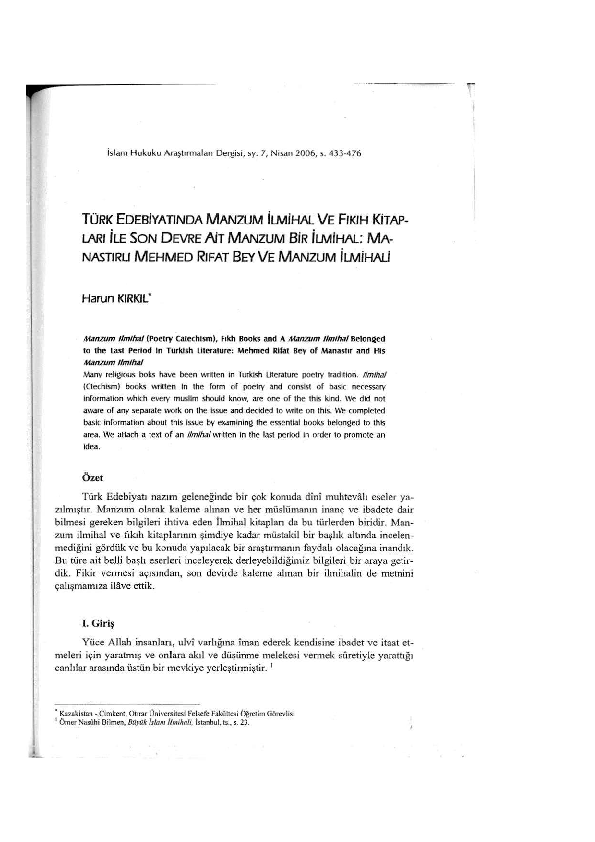 (PDF) İhad_2006.7 Türk Edebiyat'ında Manzum İlmihal ve Fıkıh Kitapları ...