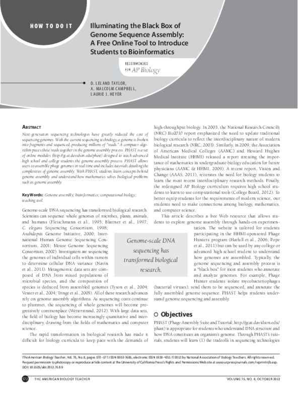 (PDF) Illuminating the Black Box of Genome Sequence Assembly