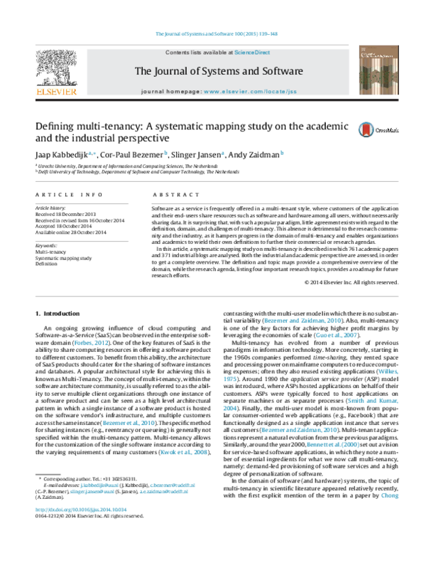 (PDF) Defining multi-tenancy: A systematic mapping study on the ...