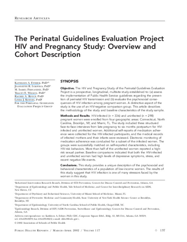 (PDF) The perinatal guidelines evaluation project HIV and pregnancy ...