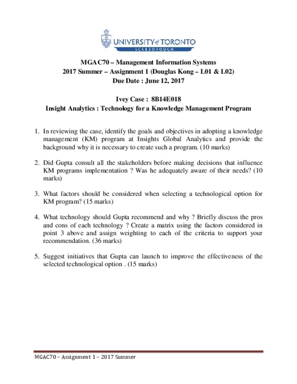 (PDF) Ivey Case : 8B14E018 Insight Analytics : Technology for a ...