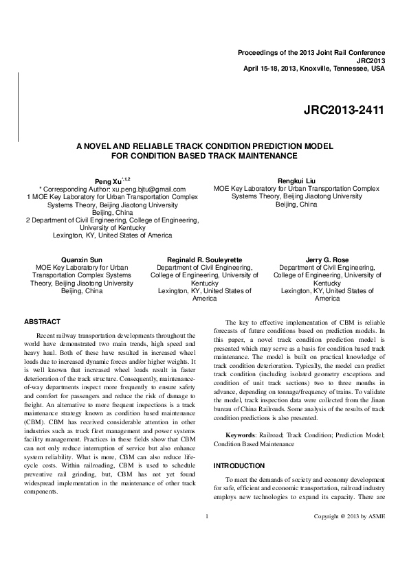 (PDF) A Novel and Reliable Track Condition Prediction Model for ...