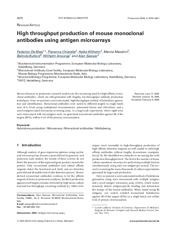 (PDF) High throughput production of mouse monoclonal antibodies using ...