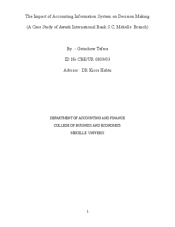 (DOC) The Impact of Accounting Information System on Decision Making
