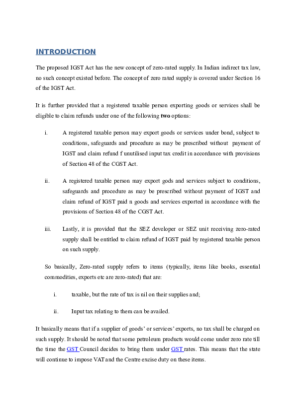 (DOC) Zero rated supply SAHITYA GALI Academia.edu