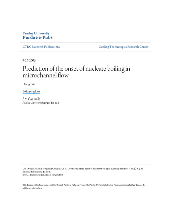 (PDF) Prediction of the onset of nucleate boiling in microchannel flow