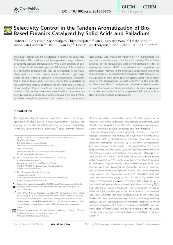 (PDF) Selectivity Control in the Tandem Aromatization of Bio- Based ...