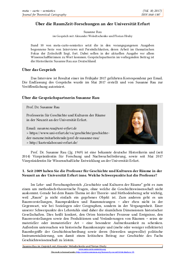 (PDF) Susanne Rau im Gespräch: Über die RaumZeit-Forschungen an der ...