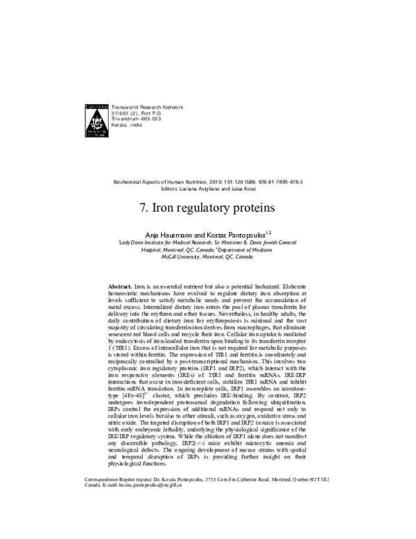 (PDF) 7. Iron regulatory proteins