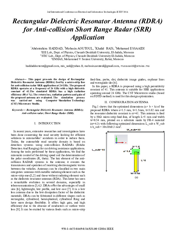 (PDF) Rectangular Dielectric Resonator Antenna (RDRA) for Anti ...