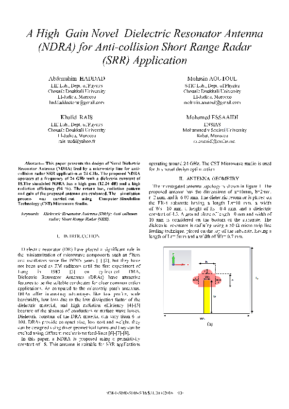 (PDF) A High Gain Novel Dielectric Resonator Antenna (NDRA) for Anti ...