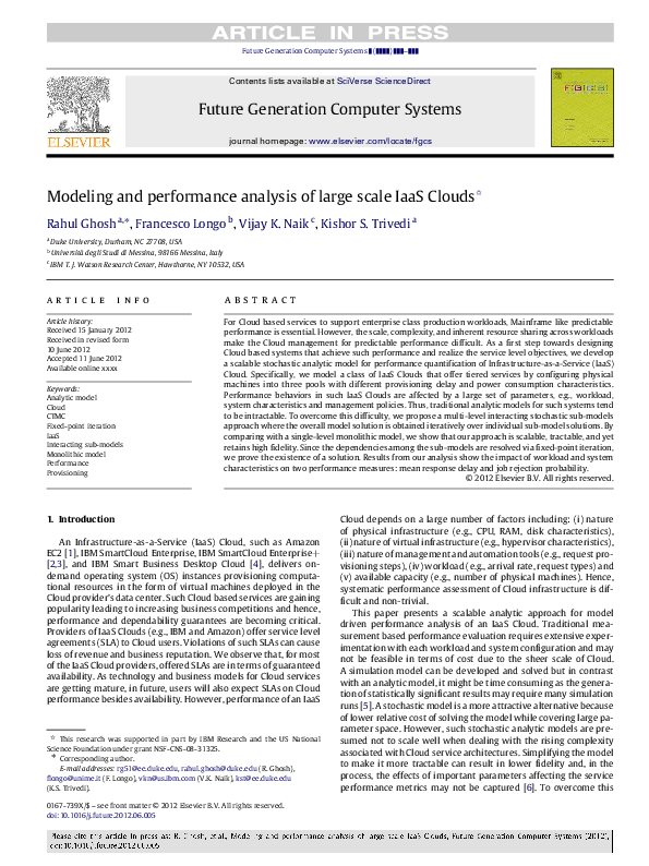 (PDF) Future Generation Computer Systems Modeling and performance ...