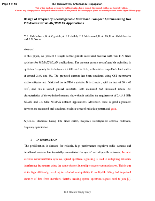 (PDF) Design of Frequency Reconfigurable Multiband Compact Antenna ...