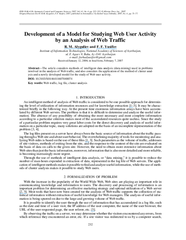 (PDF) Development of a model for studying Web user activity by an ...