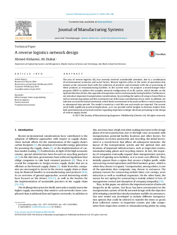 (PDF) A reverse logistics network design