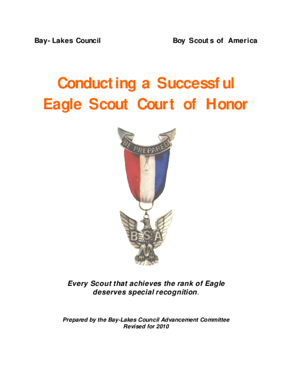 (PDF) BayLakes Council Boy Scouts of America Conducting a Successful Eagle Scout Court of Honor