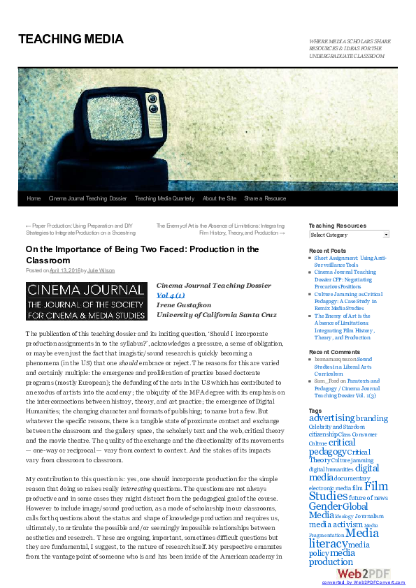 (PDF) On the Importance of Being Two Faced: Production in the Classroom