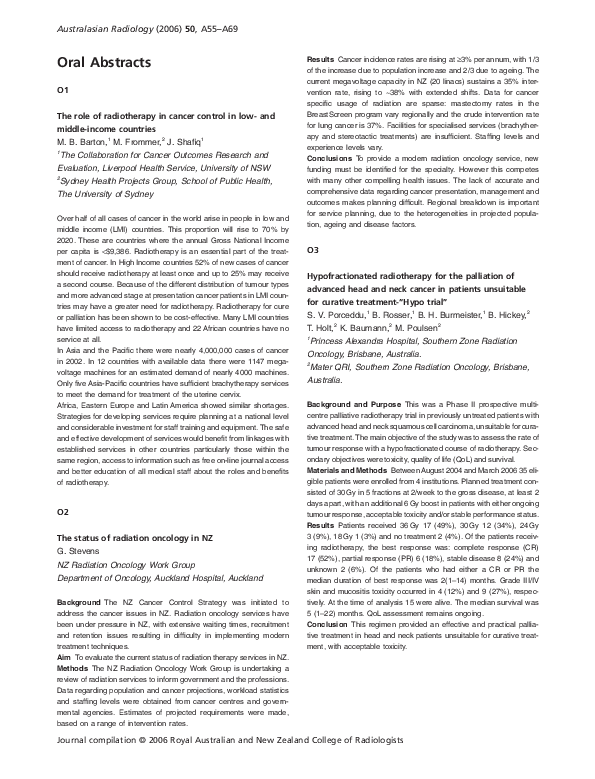 (PDF) Oral Abstracts O1 The role of radiotherapy in cancer control in ...