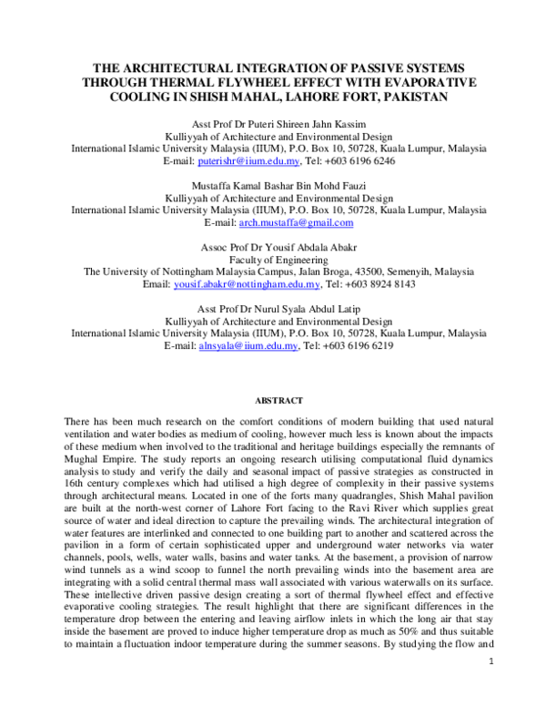 (PDF) THE ARCHITECTURAL INTEGRATION OF PASSIVE SYSTEMS THROUGH THERMAL