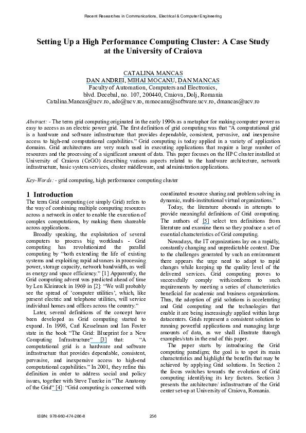 (PDF) Setting up a high performance computing cluster: a case study at ...