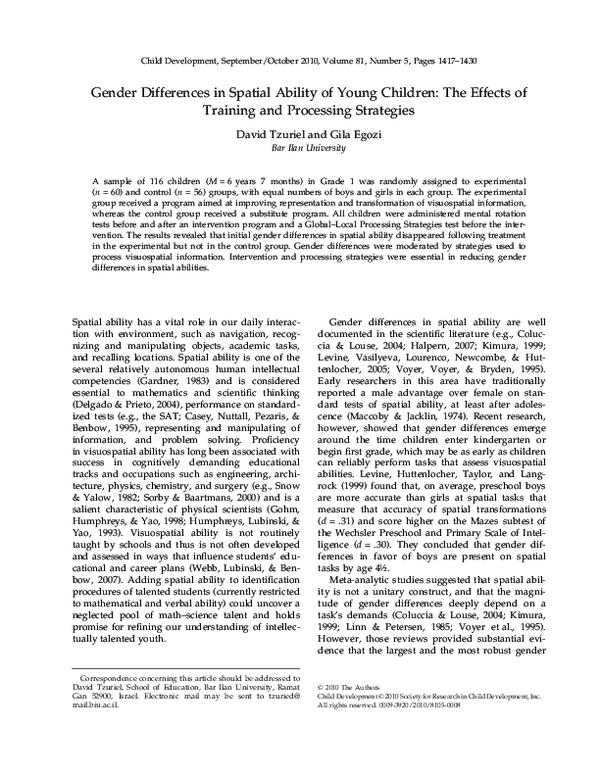 (PDF) Gender Differences in Spatial Ability of Young Children: The ...