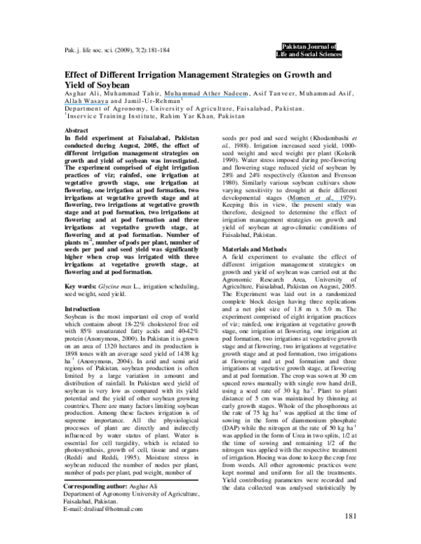 (PDF) Effect of different irrigation management strategies on growth ...