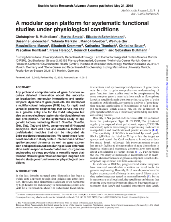 (PDF) A modular open platform for systematic functional studies under ...