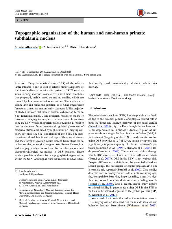 (PDF) Topographic organization of the human and non-human primate ...