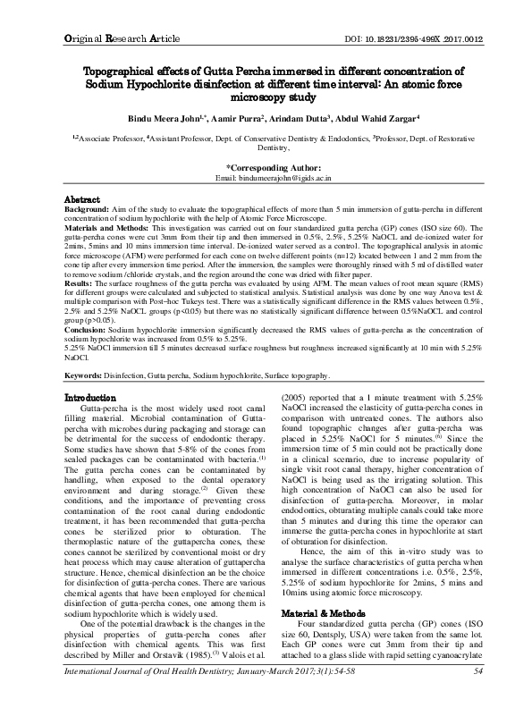 (PDF) Topographical effects of Gutta Percha immersed in different