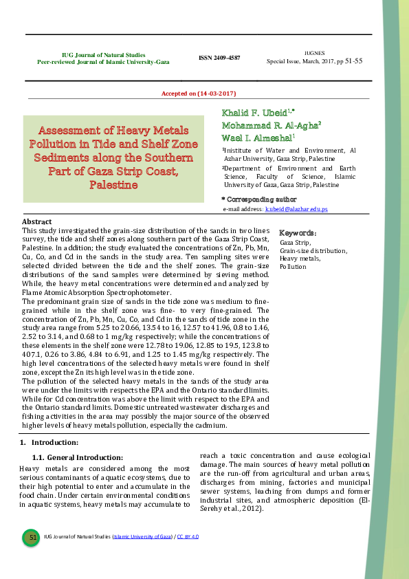 (PDF) Assessment of Heavy Metals Pollution in Tide and Shelf Zone ...