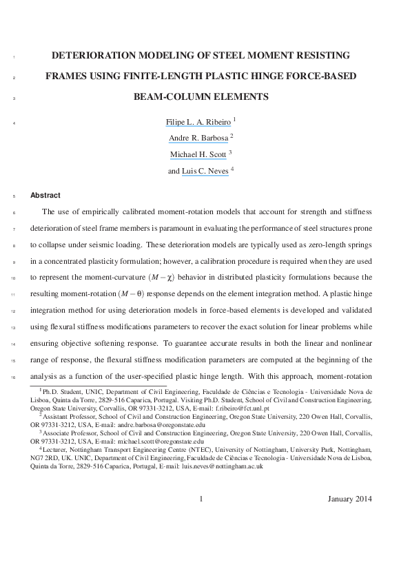 (PDF) Deterioration Modeling of Steel Moment Resisting Frames Using ...