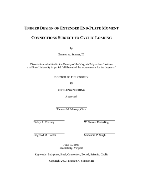 PDF) UNIFIED DESIGN OF EXTENDED END-PLATE MOMENT CONNECTIONS