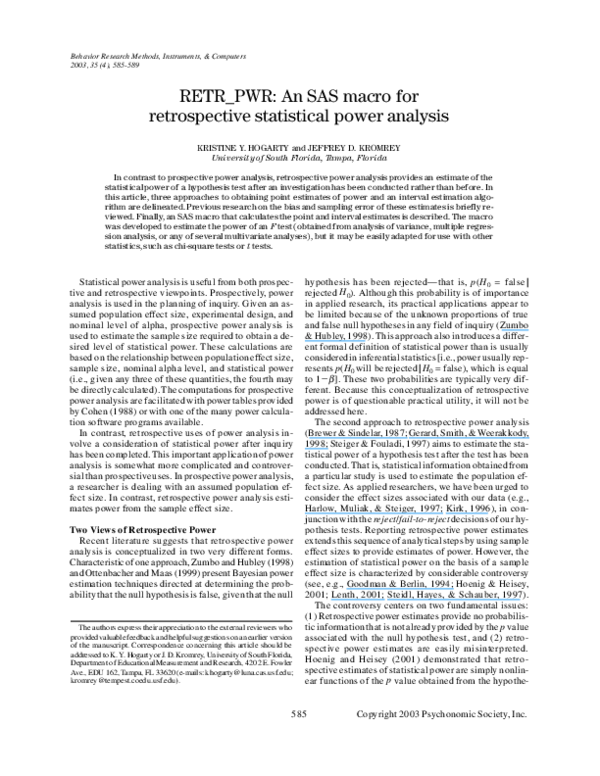 (PDF) RETR_PWR An SAS macro for retrospective statistical power