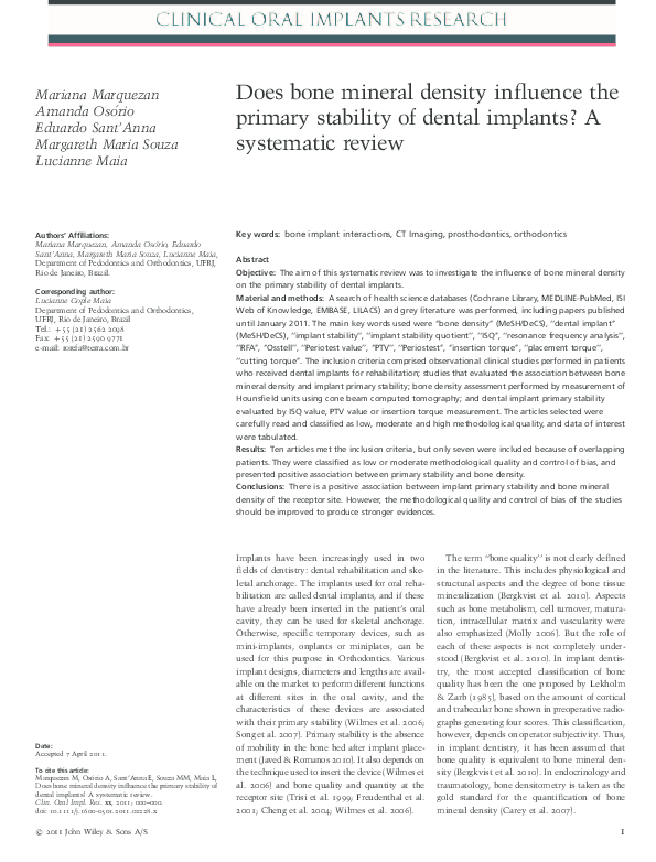 (PDF) Does bone mineral density influence the primary stability of ...