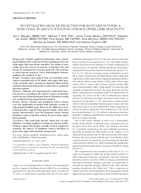 (PDF) Investigating muscle selection for botulinum toxin-A injections ...
