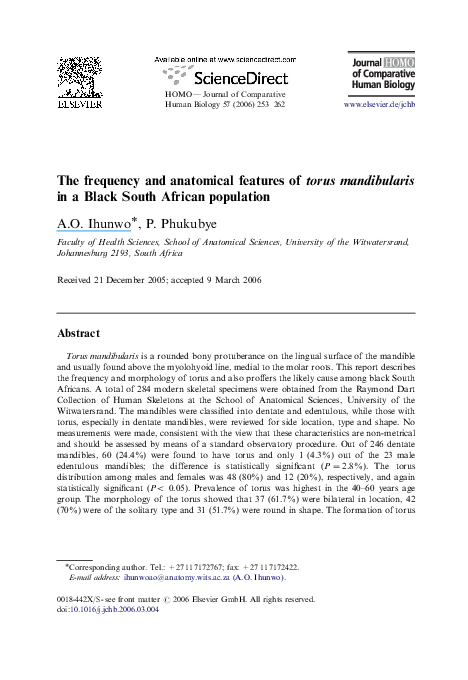 (PDF) The frequency and anatomical features of torus mandibularis in a ...