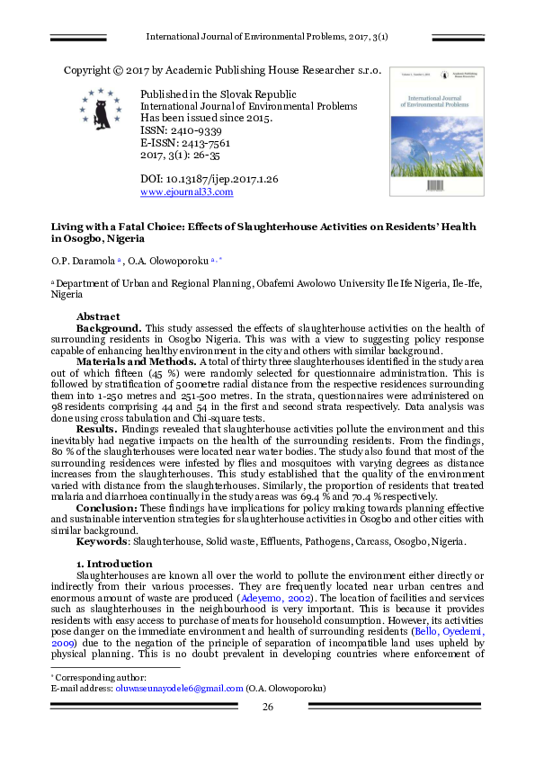 (PDF) Living with a Fatal Choice Effects of Slaughterhouse Activities