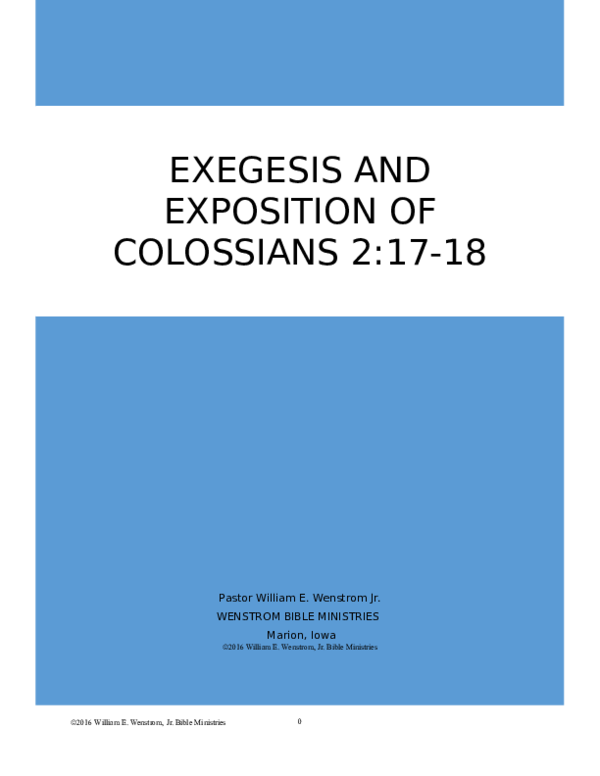 (DOC) Exegesis and Exposition of Colossians 2.17-18.doc