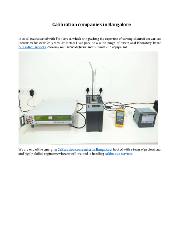(PDF) Calibration companies in Bangalore InstaCal Engineers