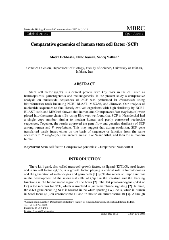 (PDF) Comparative genomics of human stem cell factor (SCF)