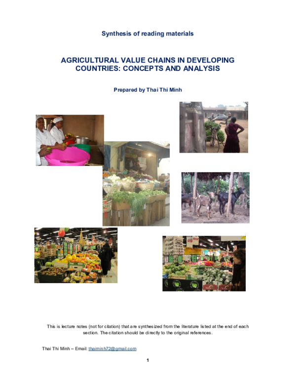 (PDF) Synthesis of reading materials AGRICULTURAL VALUE CHAINS IN ...