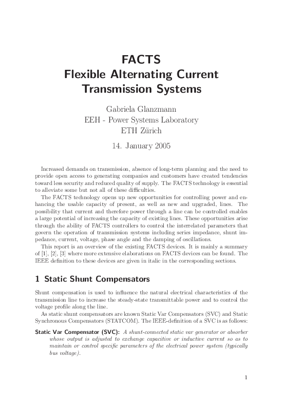 (PDF) FACTS Flexible Alternating Current Transmission Systems Asha
