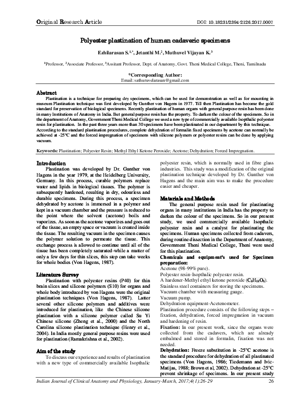 (PDF) Polyester plastination of human cadaveric specimens IP